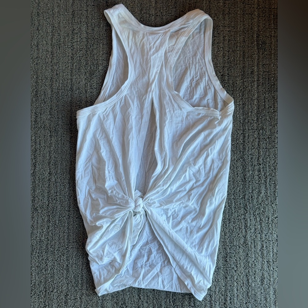 Lululemon Athletica White Twist-Back Open Back Tank Top